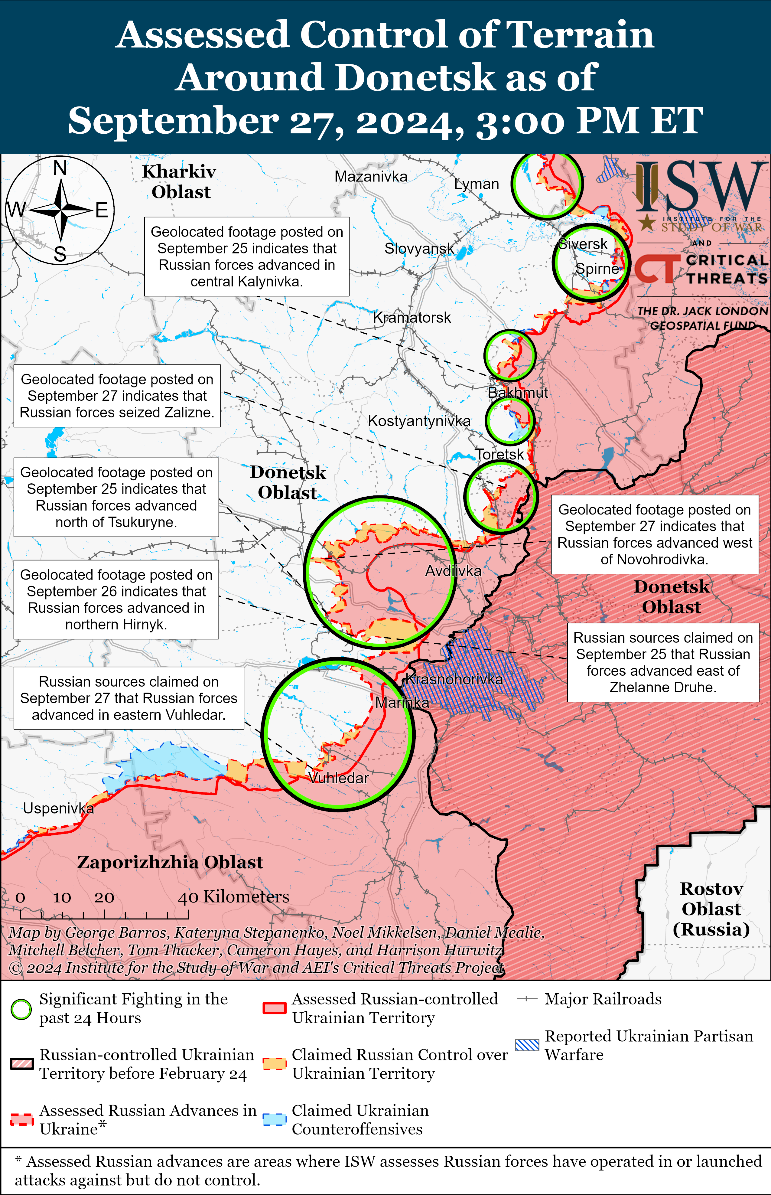 Окупанти просунулися на двох напрямках в Україні: карти ISW